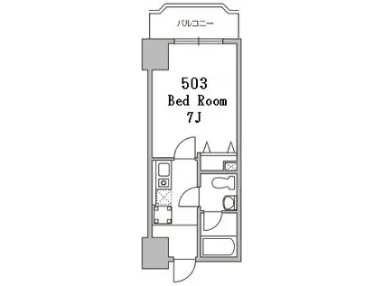 アパートメント21(1K/5階)の間取り写真
