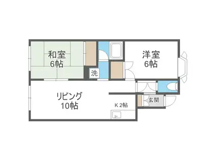 ルミエール山鼻(2LDK/1階)の間取り写真