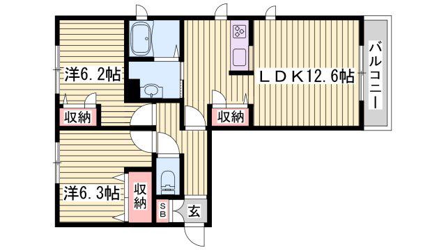 シャーメゾン茜(2LDK/3階)の間取り写真