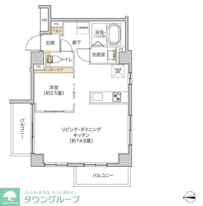 タイズ住吉(1LDK/2階)の間取り写真