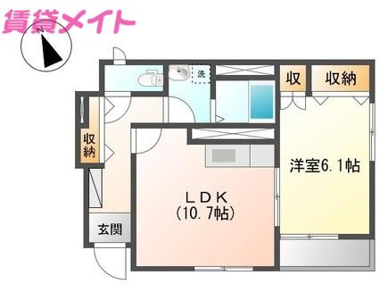チェリー・ブロッサム(1LDK/1階)の間取り写真