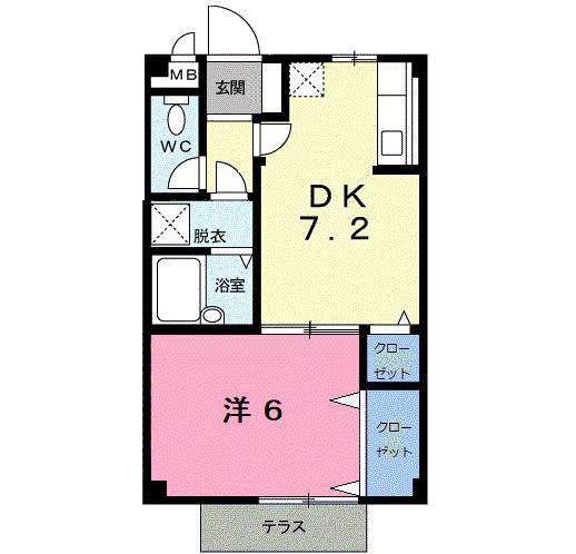 ベルリッチI(1DK/1階)の間取り写真