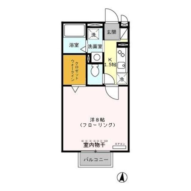 プランドール(1K/2階)の間取り写真