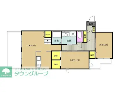 中町2丁目メゾン(2LDK/4階)の間取り写真