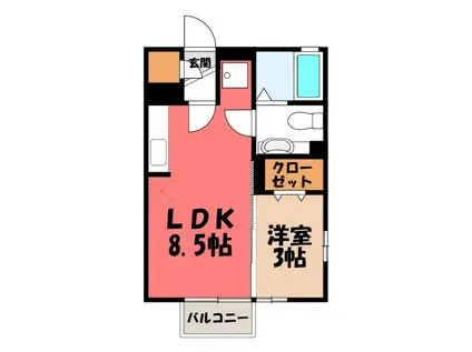 アベニュー吹上(1LDK/2階)の間取り写真
