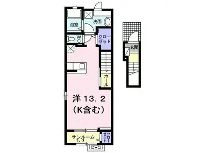 アクシアA(ワンルーム/2階)の間取り写真