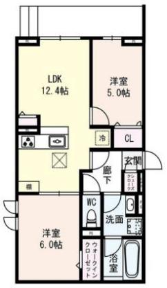 クラシスト深江北(2LDK/1階)の間取り写真