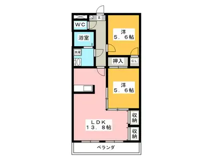 グランドソレーユ(2LDK/2階)の間取り写真