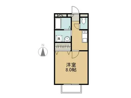 ロージュマンフルールB棟(1K/2階)の間取り写真