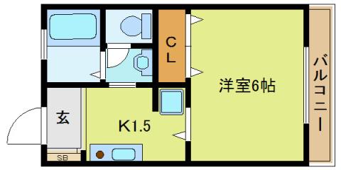 ルミエール西北(1K/1階)の間取り写真