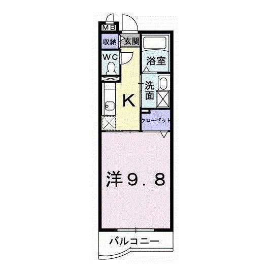 アドラブール(1K/2階)の間取り写真
