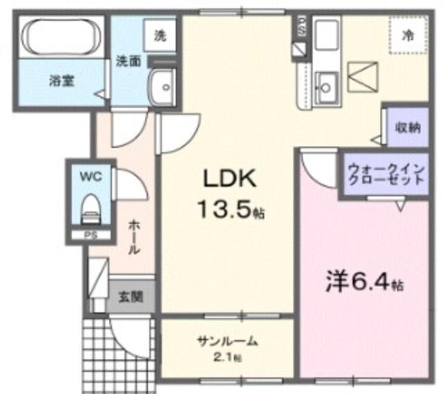 ディアコート日野台(1LDK/1階)の間取り写真