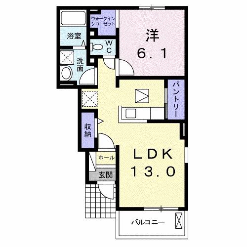 メラニー A(1LDK/1階)の間取り写真