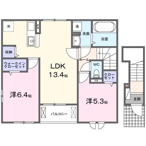 レフィナード 寿(2LDK/2階)の間取り写真