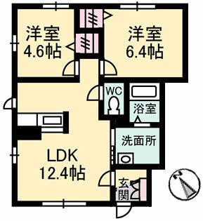 シャーメゾン本郷南 B棟(2LDK/1階)の間取り写真