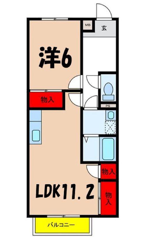 エスポワール星南(1LDK/1階)の間取り写真