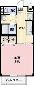 リバーサイドハイツ(1K/2階)の間取り写真