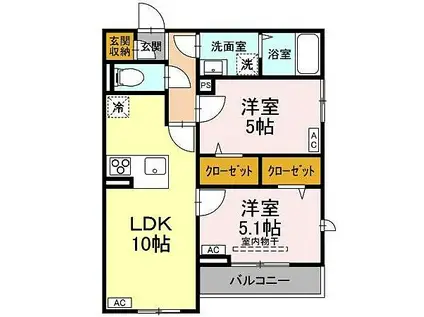 セントハイランド石神井(2LDK/2階)の間取り写真