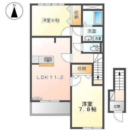 SUNNY COURT(2LDK/2階)の間取り写真