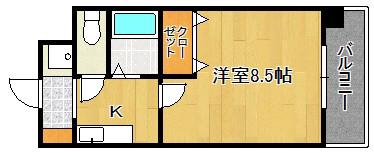 ラフィネ荒江(1K/7階)の間取り写真