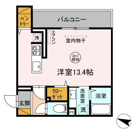 FELICIDADE(ワンルーム/2階)の間取り写真