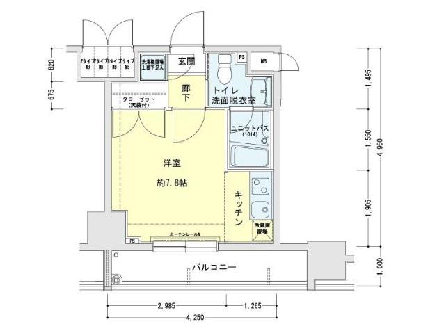 メインステージ錦糸町駅前II(ワンルーム/8階)の間取り写真