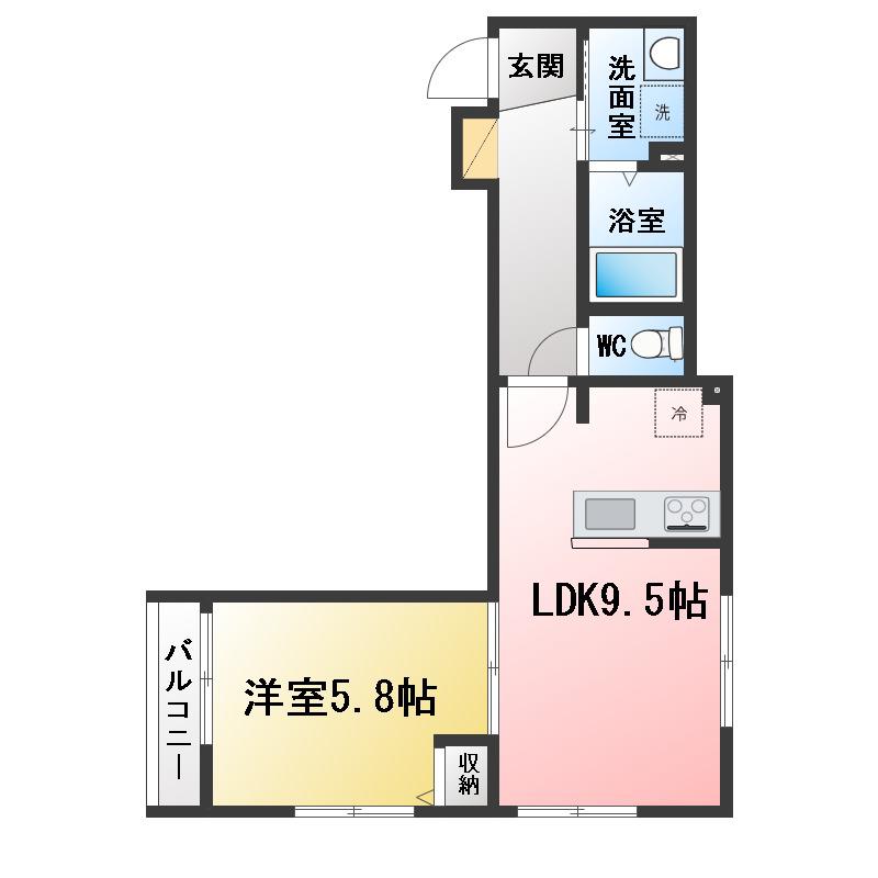 コリーナアルタ(1LDK/3階)の間取り写真