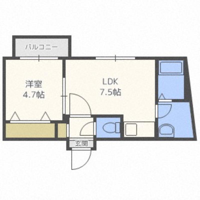 カハラコート4TH(1DK/1階)の間取り写真