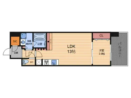 スプランディッド福島ウエスト(1LDK/3階)の間取り写真