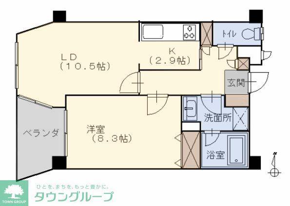 メイクスA棟(1LDK/2階)の間取り写真