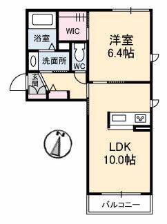 クオレール吉敷(1LDK/1階)の間取り写真