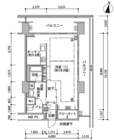 東雲キャナルコートCODAN17号棟(ワンルーム/10階)の間取り写真