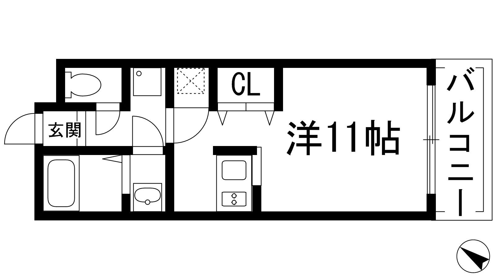 メゾンダイコー石橋(ワンルーム/1階)の間取り写真