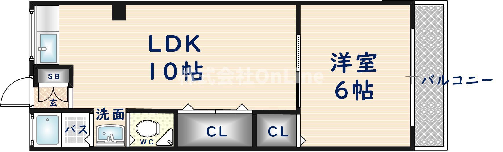 大福ハイツ(1LDK/2階)の間取り写真