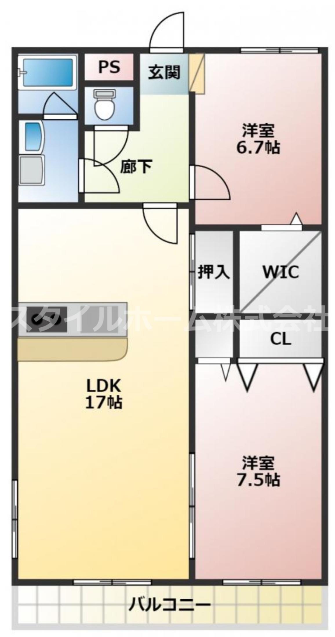 アンピレインII(2LDK/1階)の間取り写真