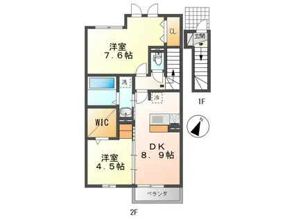 ラフィネ B(2DK/2階)の間取り写真