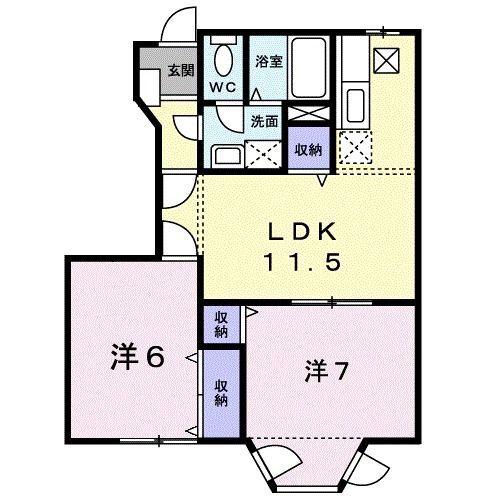 シャンパルテールB(2LDK/1階)の間取り写真