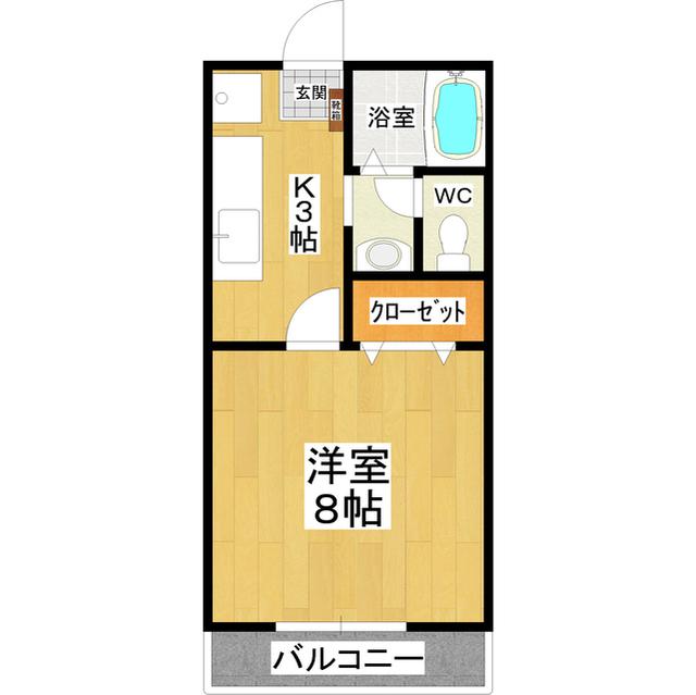ビーラインMK(1K/2階)の間取り写真