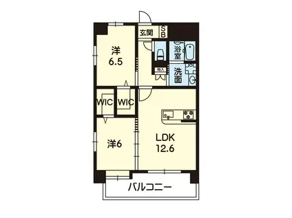 ヴィオラ坪井川遊水公園(2LDK/6階)の間取り写真