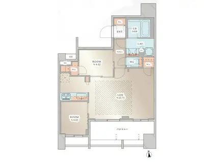 プレシス東麻布(2LDK/6階)の間取り写真