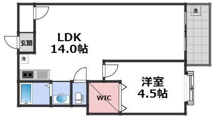 /生野コーポ(1LDK/4階)の間取り写真
