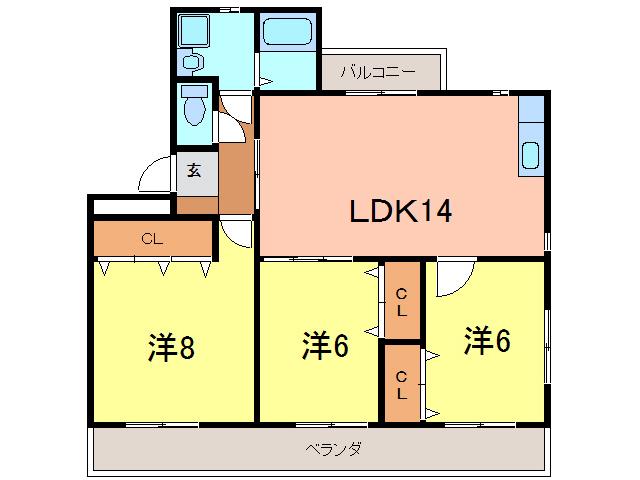 グリーンパーク西端(3LDK/3階)の間取り写真