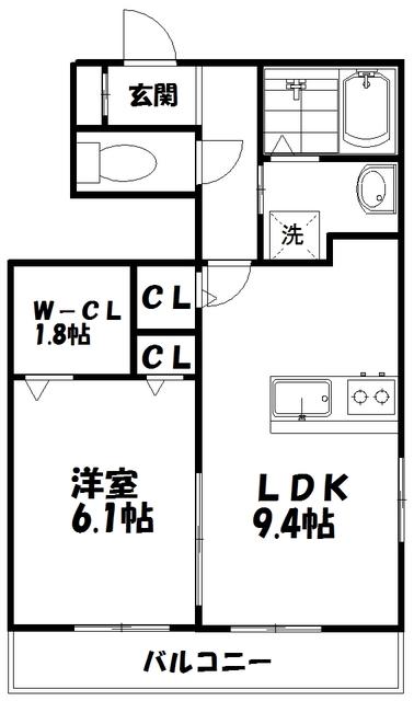 ヴェヌスタ幾野(1LDK/1階)の間取り写真