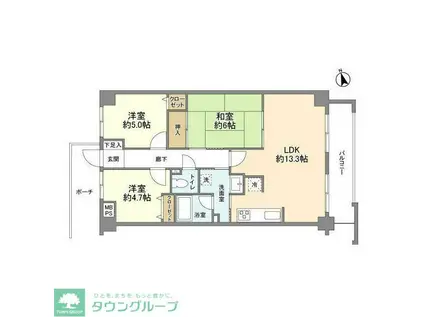 センチュリー国立(3LDK/4階)の間取り写真