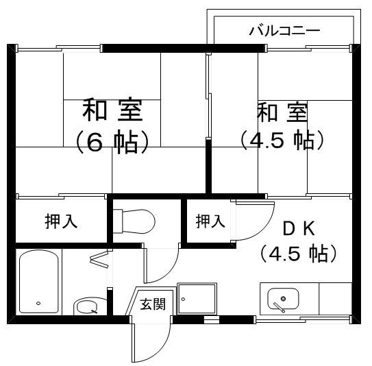 サニーハイツ(2DK/2階)の間取り写真