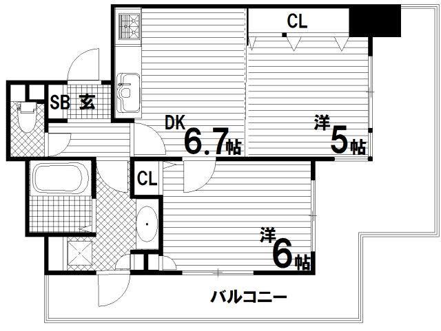アスタピア新長田エスタプレシオス(2DK/10階)の間取り写真