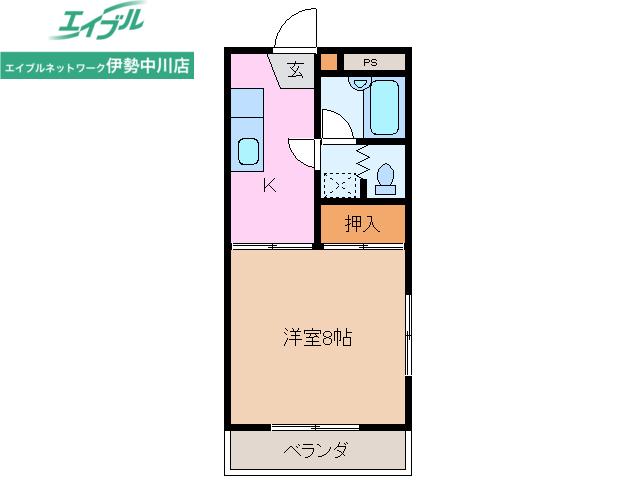 サン高茶屋ハイツ(1K/4階)の間取り写真