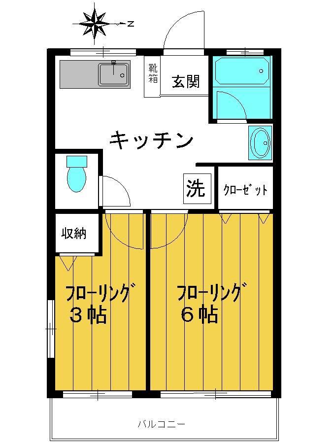 和島マンション(2K/1階)の間取り写真