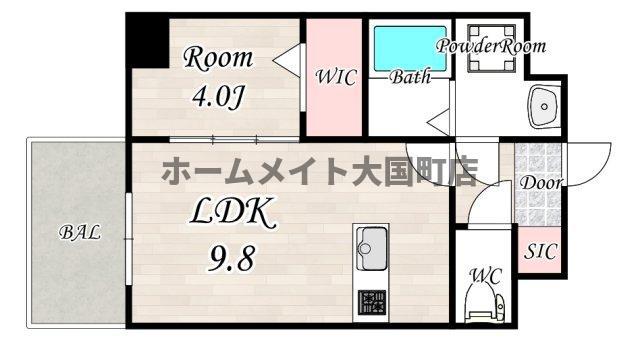 ミラージュパレス天王寺堀越町(1LDK/7階)の間取り写真