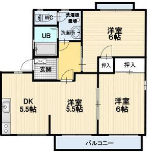 フレグランス三石B(3DK/2階)の間取り写真